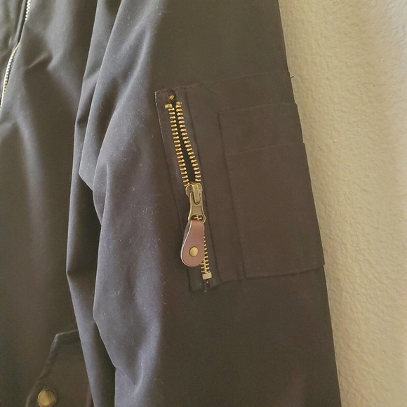 Han Ton Mens L Bomber Jacket Black Full Zip Insulated Quilted Flap Pockets - Picture 7 of 16